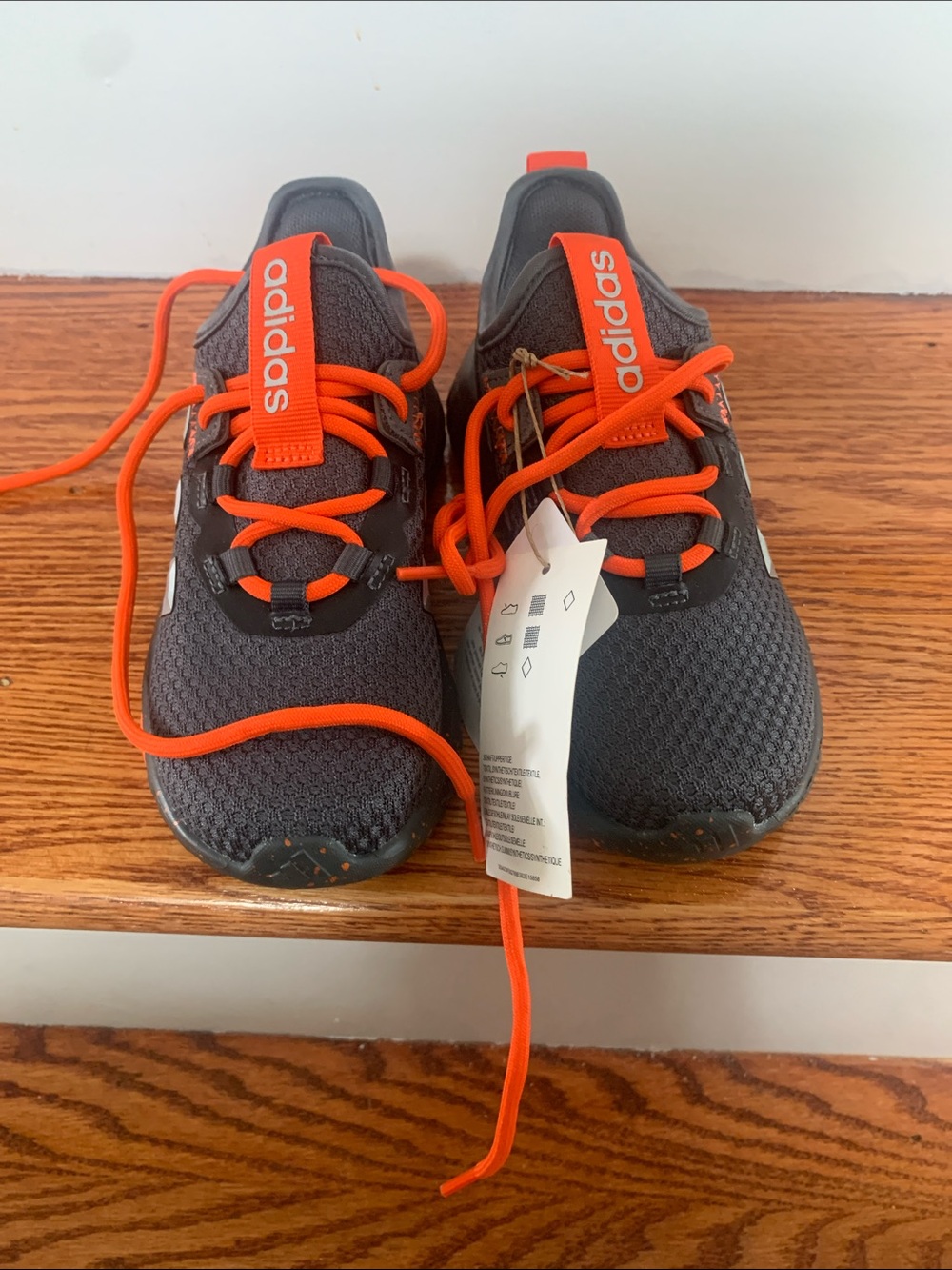 Adidas Kids Sneakers in Gray with Bright Orange Accents
